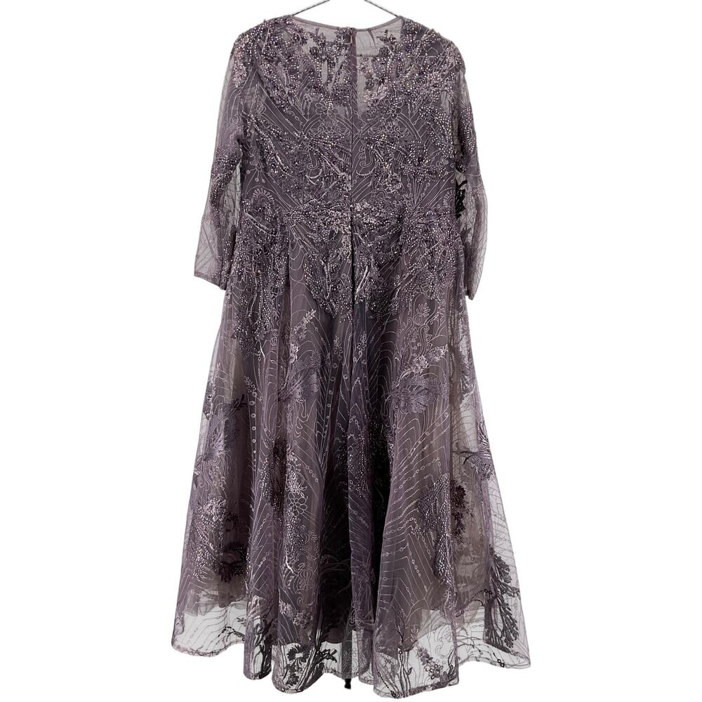Mac Duggal Beaded Aubergine A-Line Cocktail Dress Size 14 - Picture 3 of 5